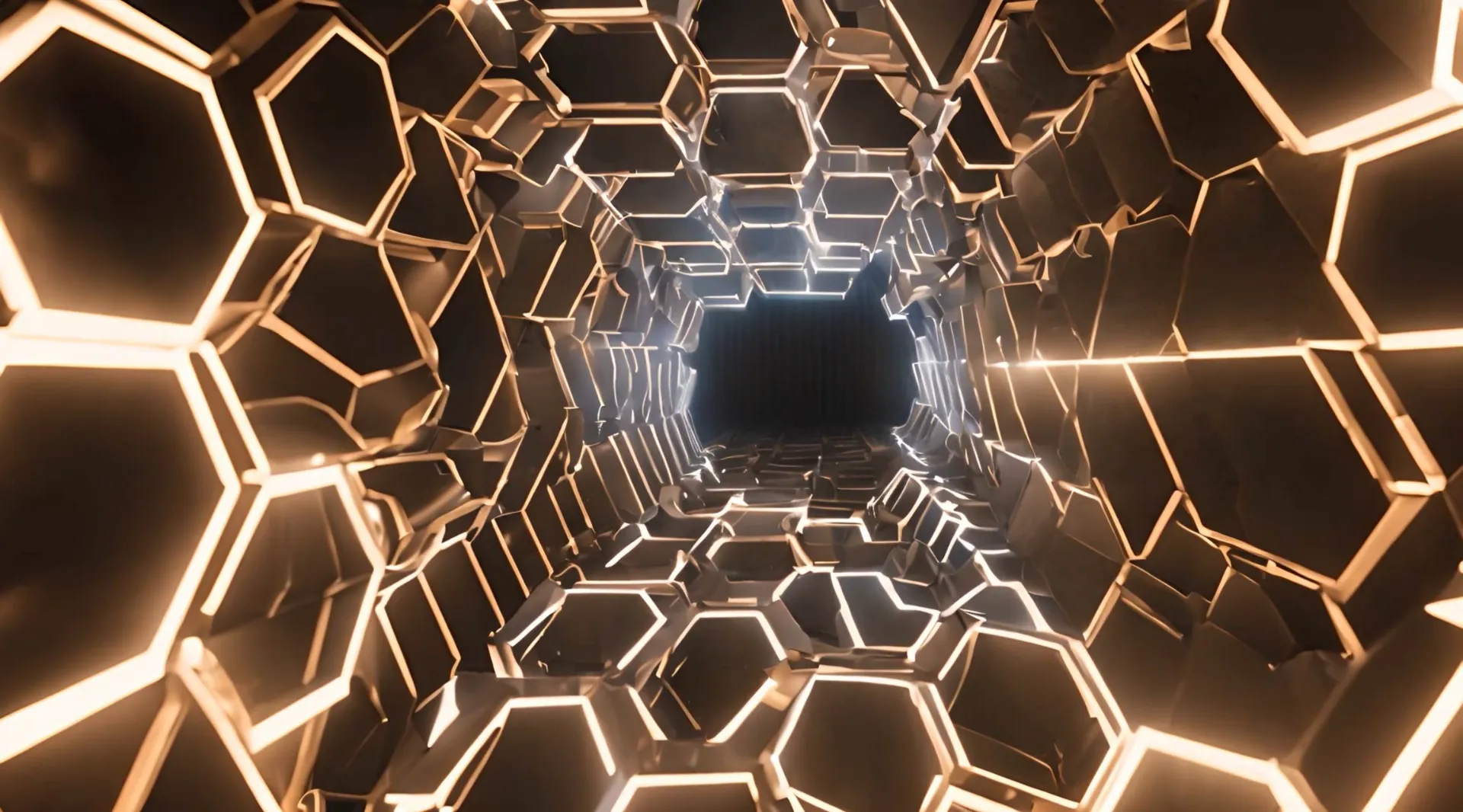 Futuristic Hexagon Light Tunnel Video Backdrop